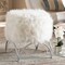 Baxton Studio Celia White Faux Fur Upholstered Silver Metal Ottoman 161-10270 - alternate 6